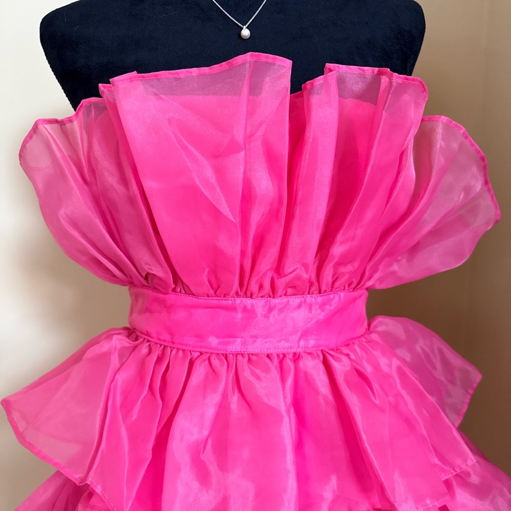 Pink Strapless Ruffled Dress - Picture 2 of 5